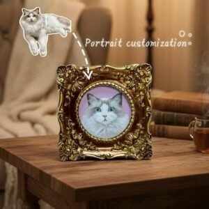 Custom Hand-Painted Vintage Photo Frame for Pets (Cats & Dogs) - Room Decoration, Warm Pet Keepsake, Cute Premium Birthday Surprise Gift
