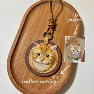 Custom Hand-Carved Leather Pet (Cat & Dog) Charm for Bags - Warm Pet Keepsake, Cute Premium Birthday Surprise Gift