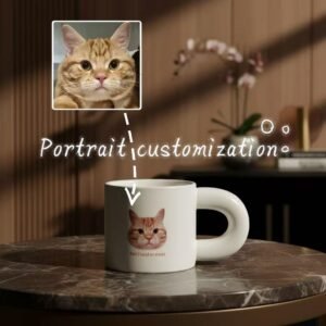 Custom Pet (Cat & Dog) Photo Cream Birthday Ceramic Mug - Warm Pet Keepsake, Cute Premium Birthday Surprise Gift