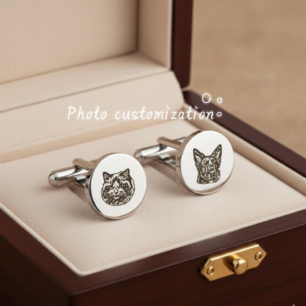 DIY Customized Cufflinks for Men & Women - Stainless Steel Cufflinks with Pet Photo Personalization, High-End Souvenir & Gift for Gifting - Image 5