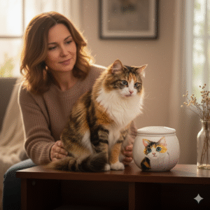 Urn,Free Custom Image Creative Pet Ash Ceramic Urn Memorial Jar for Cats & Dogs, Animal Design, Moisture Proof