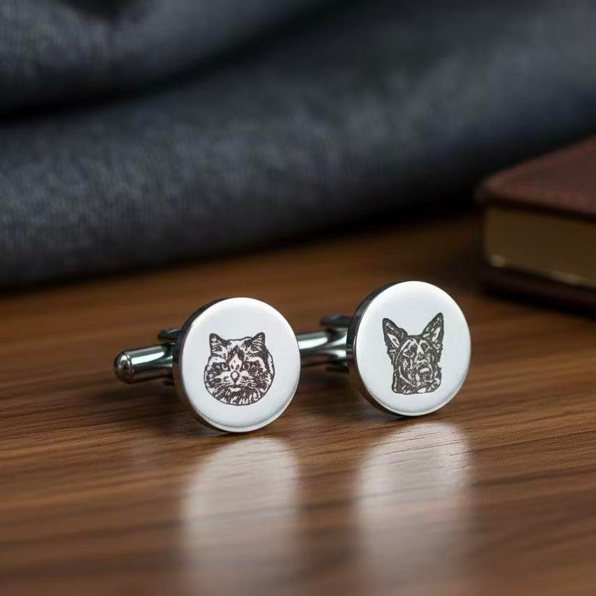 DIY Customized Cufflinks for Men & Women - Stainless Steel Cufflinks with Pet Photo Personalization, High-End Souvenir & Gift for Gifting - Image 2