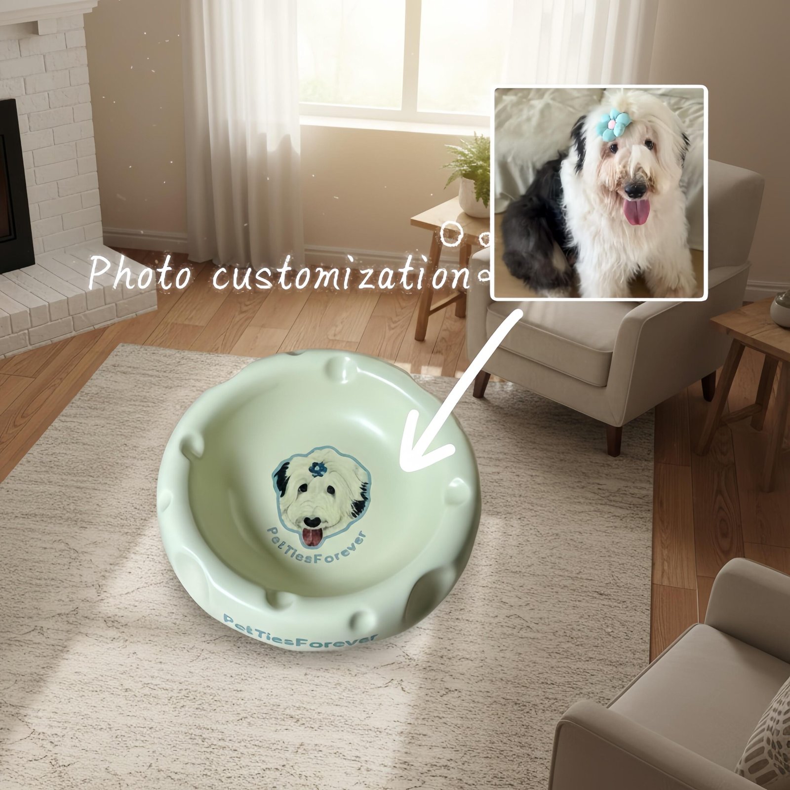 Cute Cheese-Shaped Ceramic Pet Food & Water Bowl - Customizable with Pet Photo, Prevents Chin Discoloration & Protects Chin, Anti-Tip for Dogs & Cats