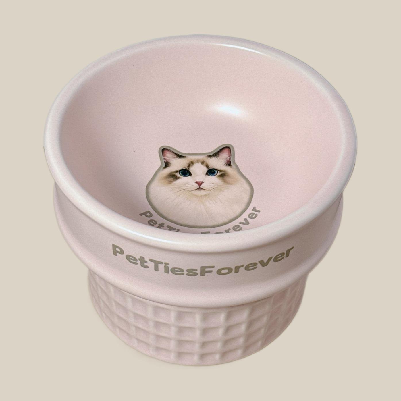 Elevated Ceramic Ice Cream Cone-Shaped Pet Food & Water Bowl - Neck-Friendly, Customizable with Pet Photo, Prevents Chin Discoloration & Protects Chin, Anti-Tip for Dogs & Cats - Image 8